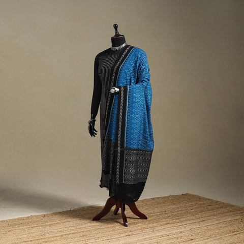 Blue - ikat handloom cotton sambalpuri dupatta 01
