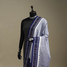 Blue - ikat handloom cotton sambalpuri dupatta 01