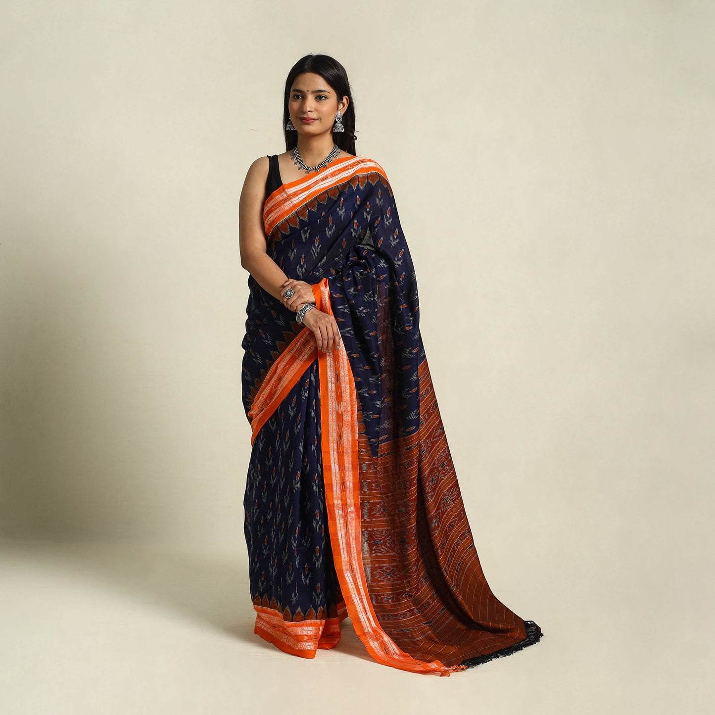 Buy Blue Ikat Handloom Cotton Sambalpuri Saree