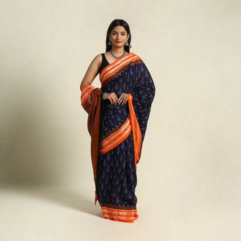 Buy Blue Ikat Handloom Cotton Sambalpuri Saree