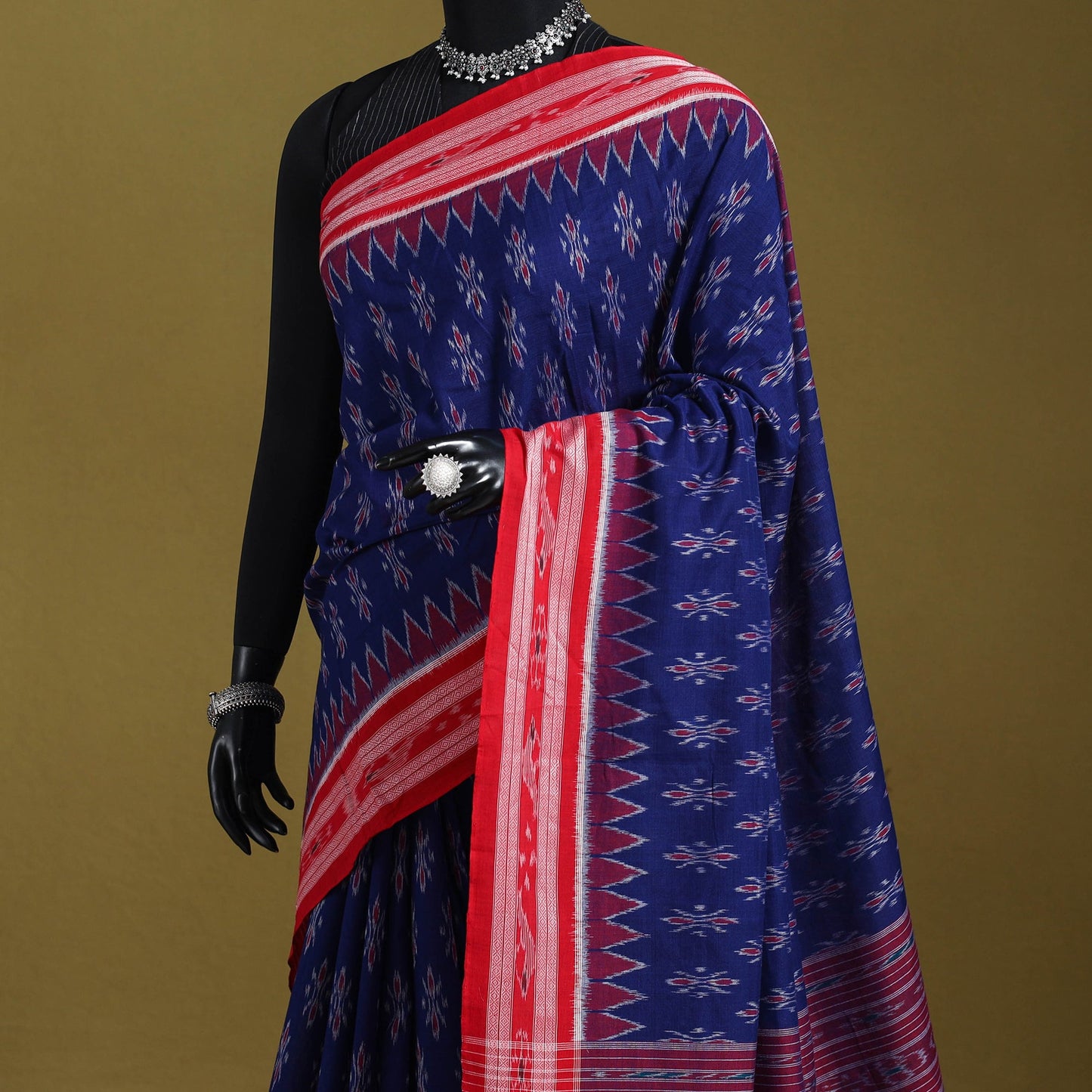 Blue - ikat handloom cotton sambalpuri saree 10