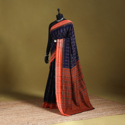 Blue - ikat handloom cotton sambalpuri saree 11