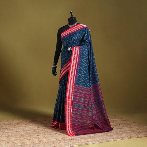 Blue - ikat handloom cotton sambalpuri saree 23