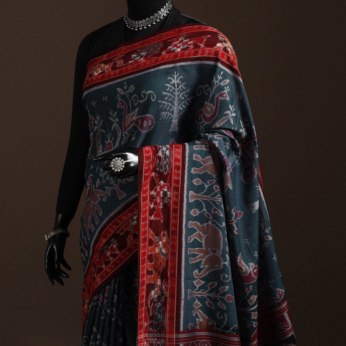 Ikat handloom cotton sambalpuri saree 36 - handcrafted