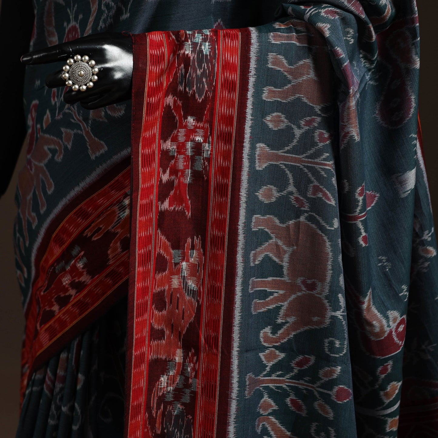 Ikat handloom cotton sambalpuri saree 36 - handcrafted