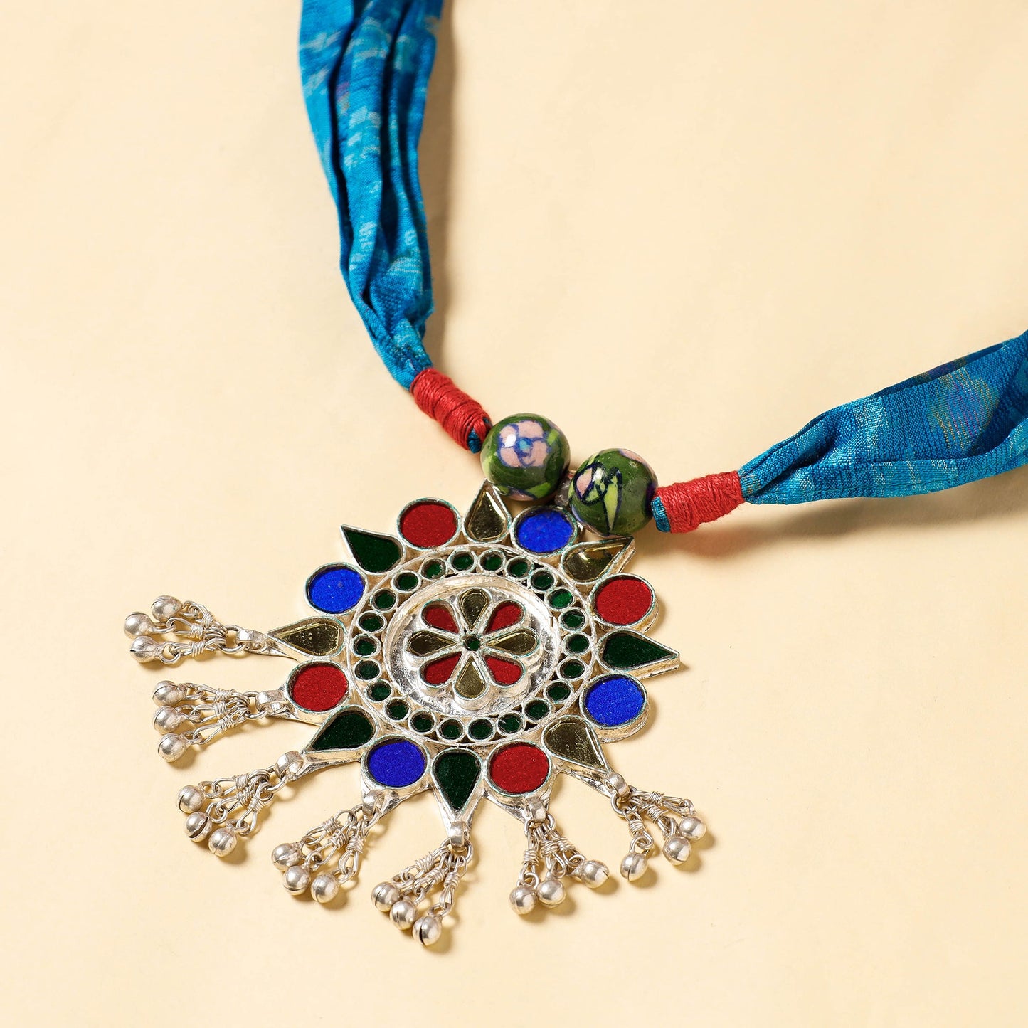 Buy Ikat Silk Fabric GS Pendant Necklace Online at iTokri.com