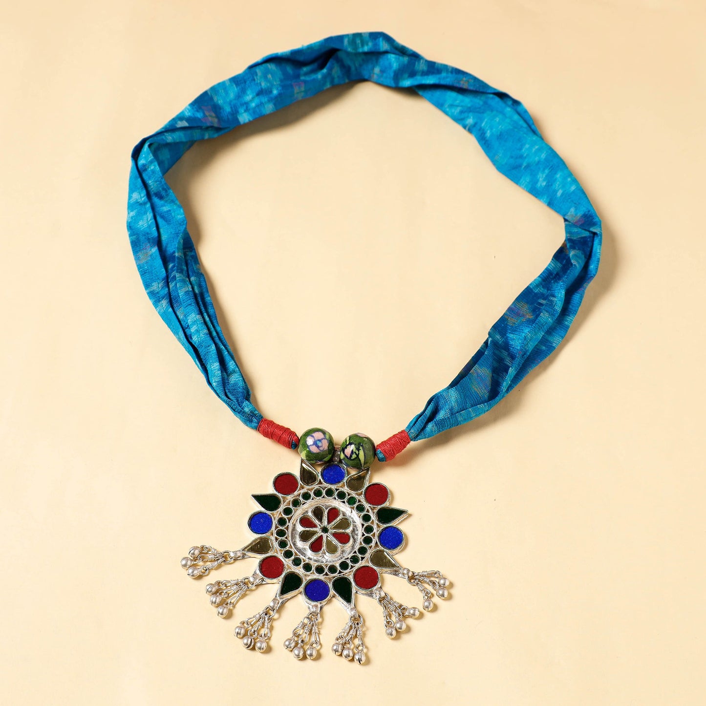 Buy Ikat Silk Fabric GS Pendant Necklace Online at iTokri.com