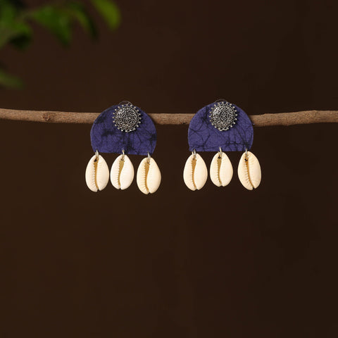 Blue - ileana fabart shell work earrings - handcrafted