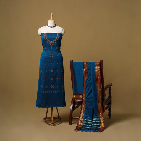 Ilkal kasuti embroidery cotton 3pc unstitched dress