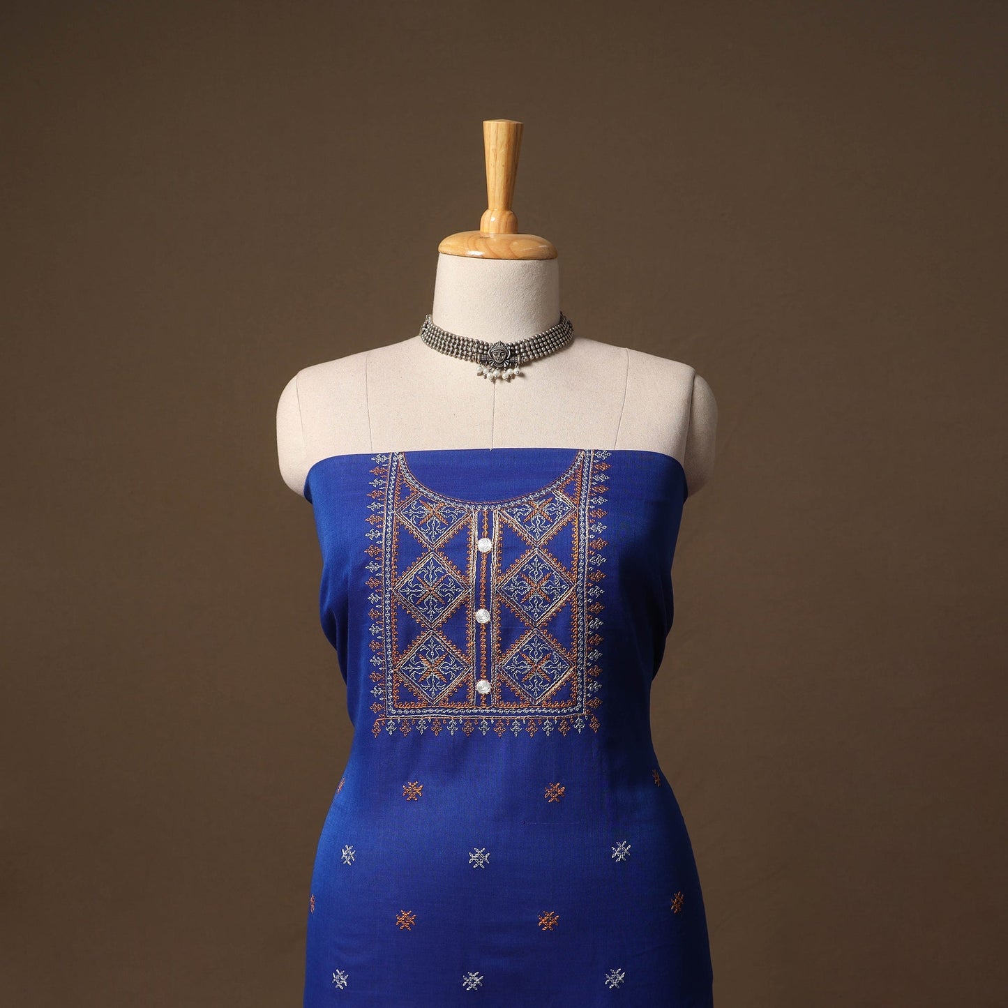 Ilkal kasuti embroidery cotton 3pc unstitched dress