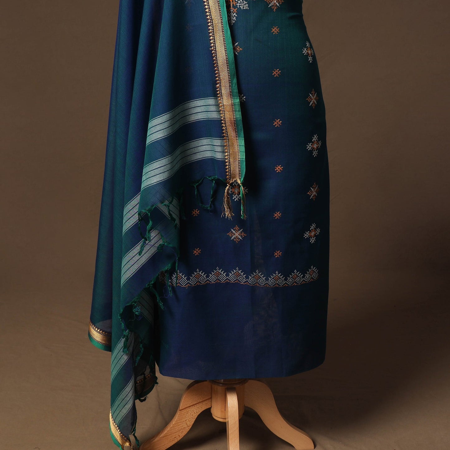 Ilkal kasuti embroidery cotton 3pc unstitched dress