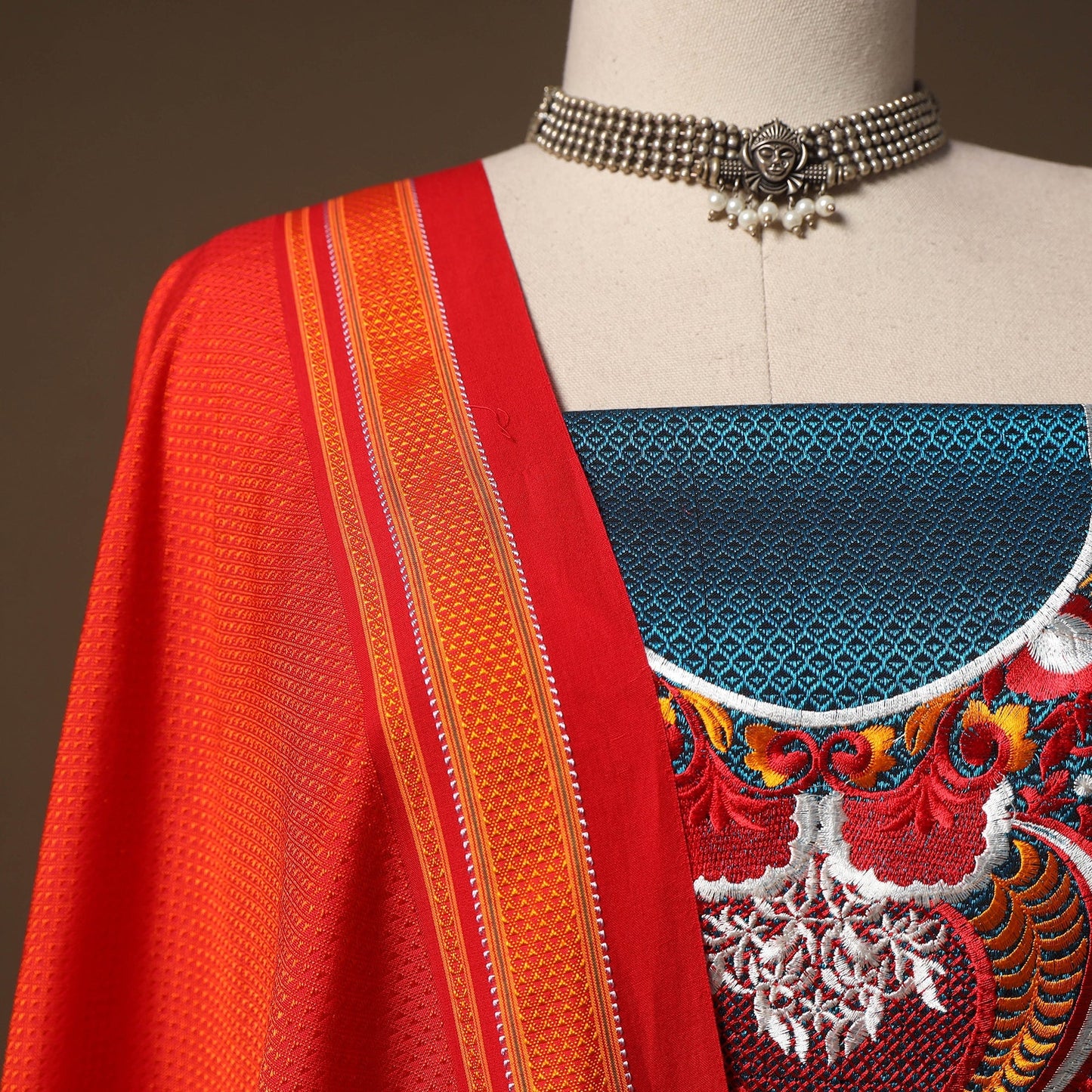 Ilkal kasuti embroidery khun silk 2pc unstitched dress