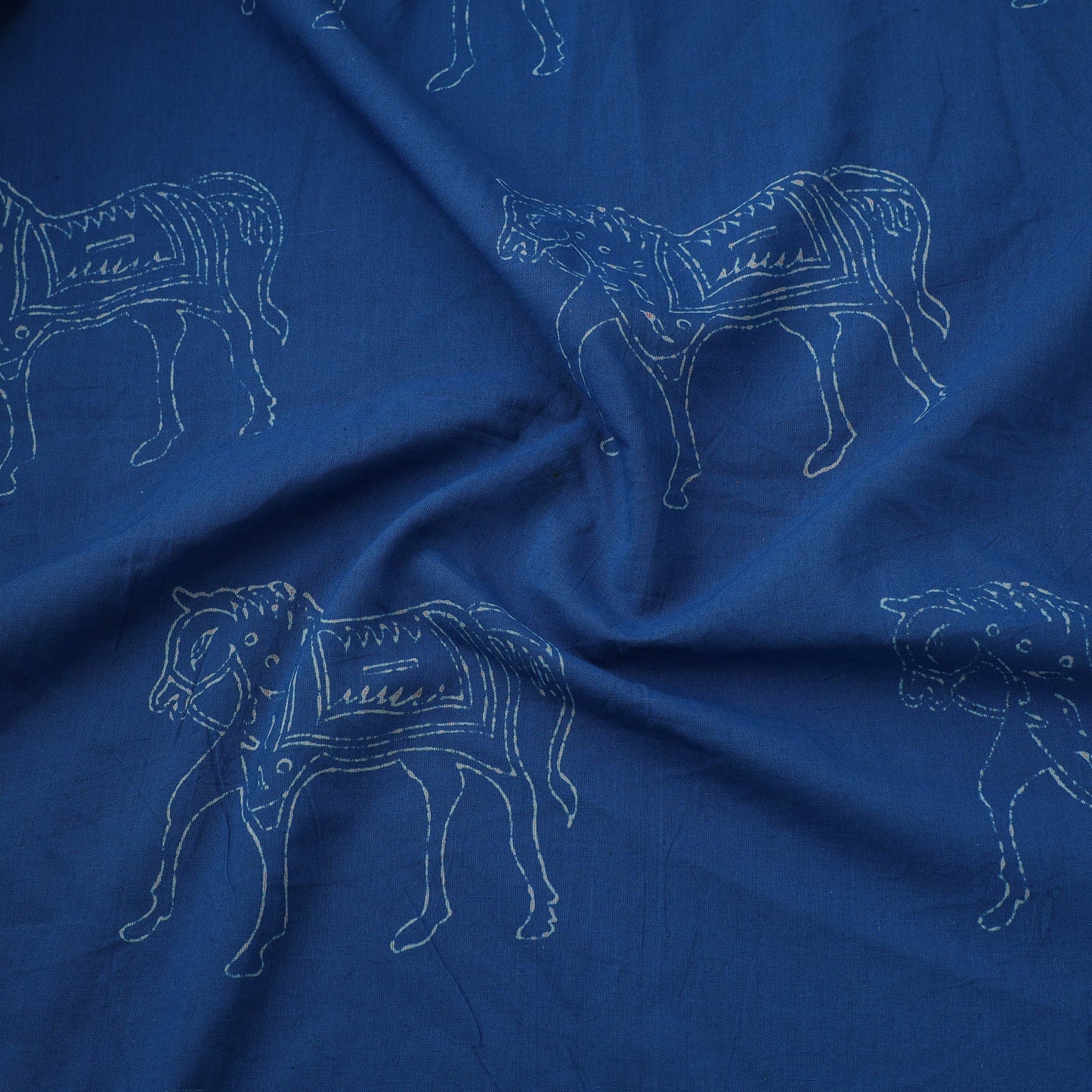 Blue indigo Bagru Block Print Cotton Fabric 