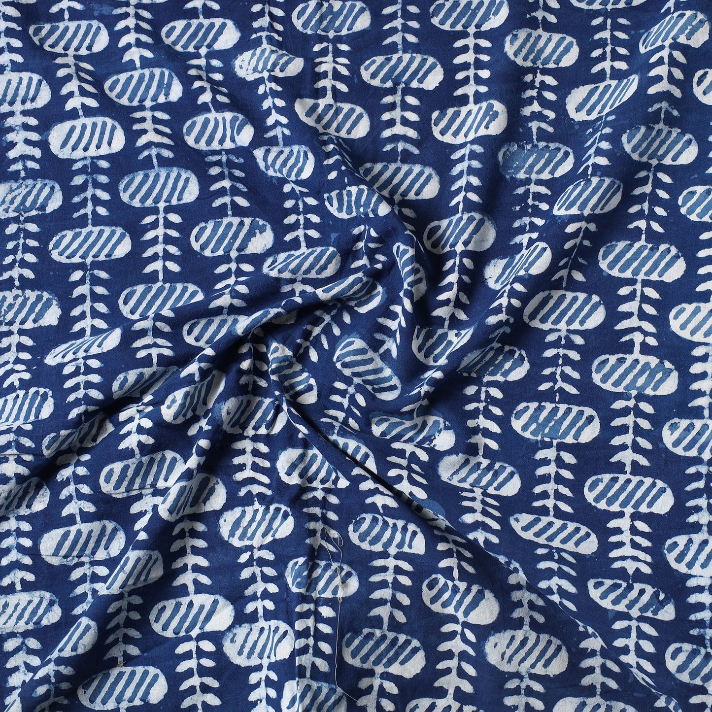 Blue Indigo Bagru Dabu Block Printed Cotton Precut Fabric 