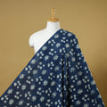 Blue - indigo bagru hand cotton fabric 03 - handcrafted