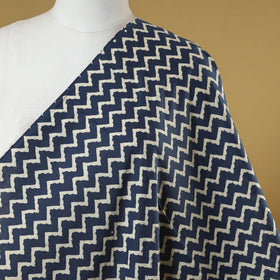 Blue - indigo bagru hand cotton fabric 10 - handcrafted