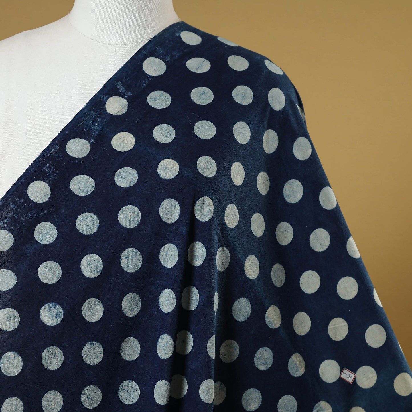 Blue - indigo bagru hand cotton fabric 14 - handcrafted