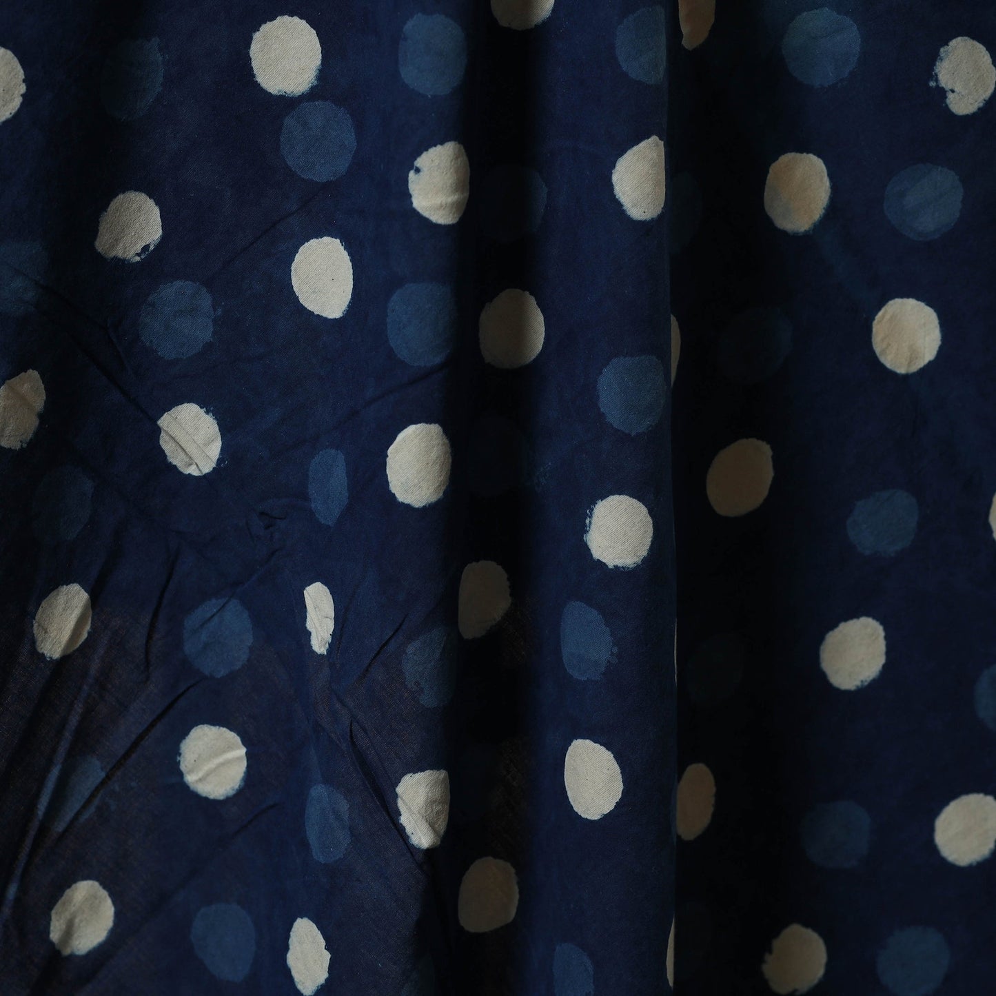 Blue - indigo bagru hand cotton fabric 15 - handcrafted