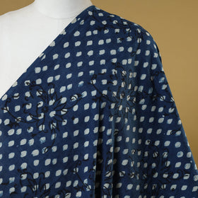 Blue - indigo bagru hand cotton fabric 01 - handcrafted