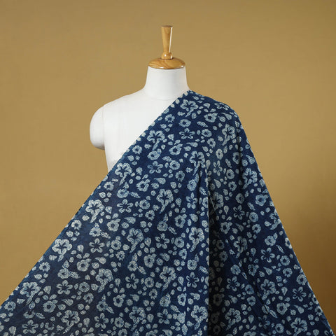 Blue - indigo bagru hand cotton fabric 04 - handcrafted