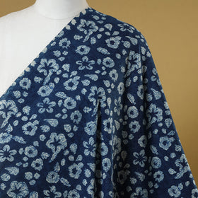 Blue - indigo bagru hand cotton fabric 04 - handcrafted