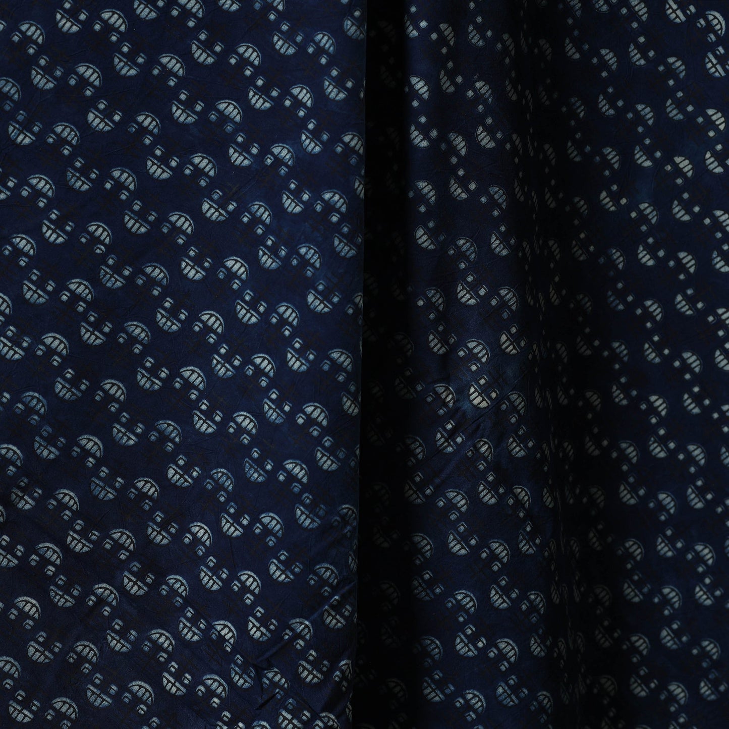 Blue - indigo bagru hand cotton fabric 07 - handcrafted