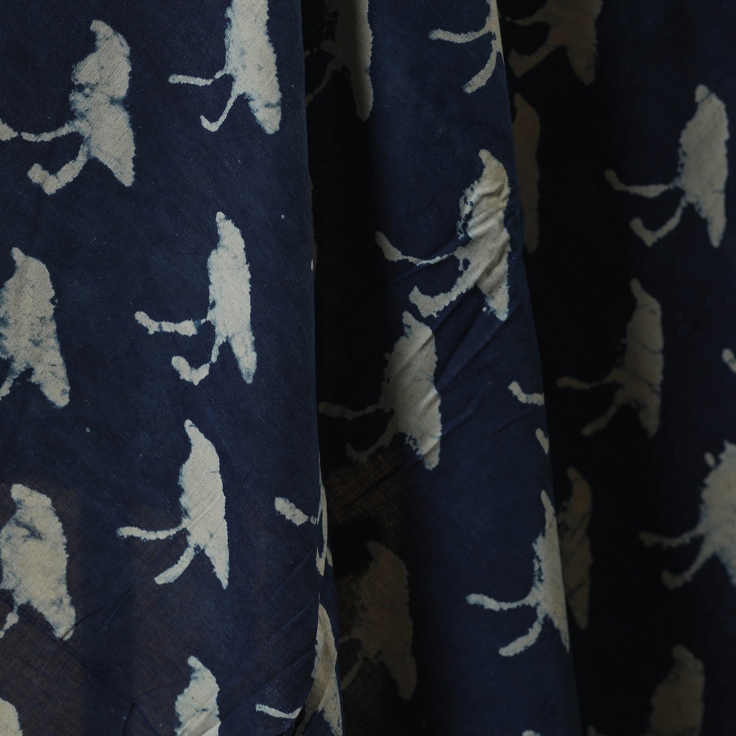 Blue - indigo bagru hand cotton fabric 09 - handcrafted