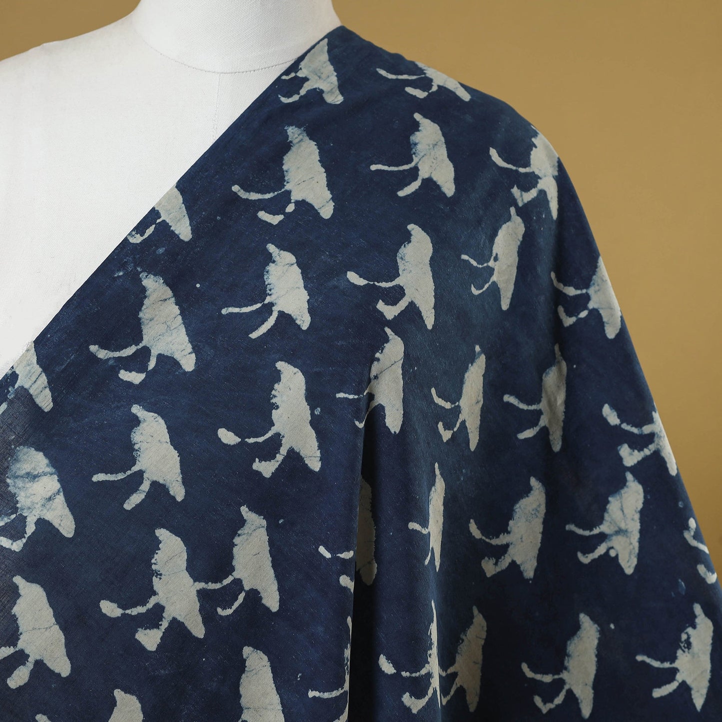 Blue - indigo bagru hand cotton fabric 09 - handcrafted