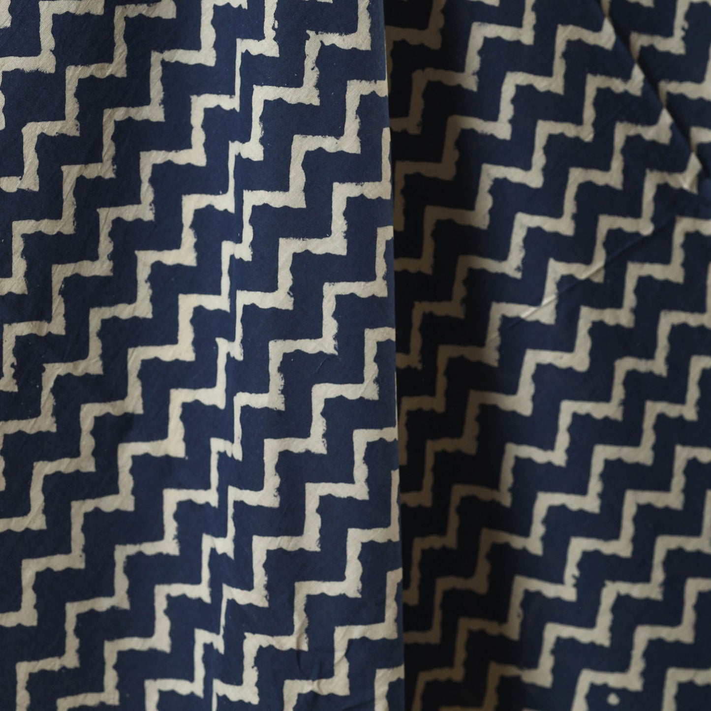 Blue - indigo bagru hand cotton fabric 10 - handcrafted