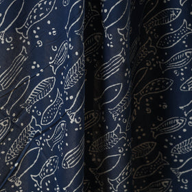 Blue - indigo bagru hand cotton fabric 11 - handcrafted