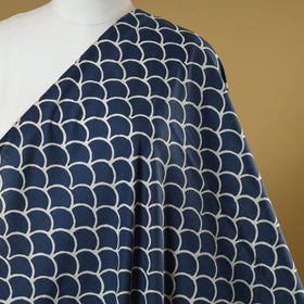 Blue - indigo bagru hand cotton fabric 13 - handcrafted