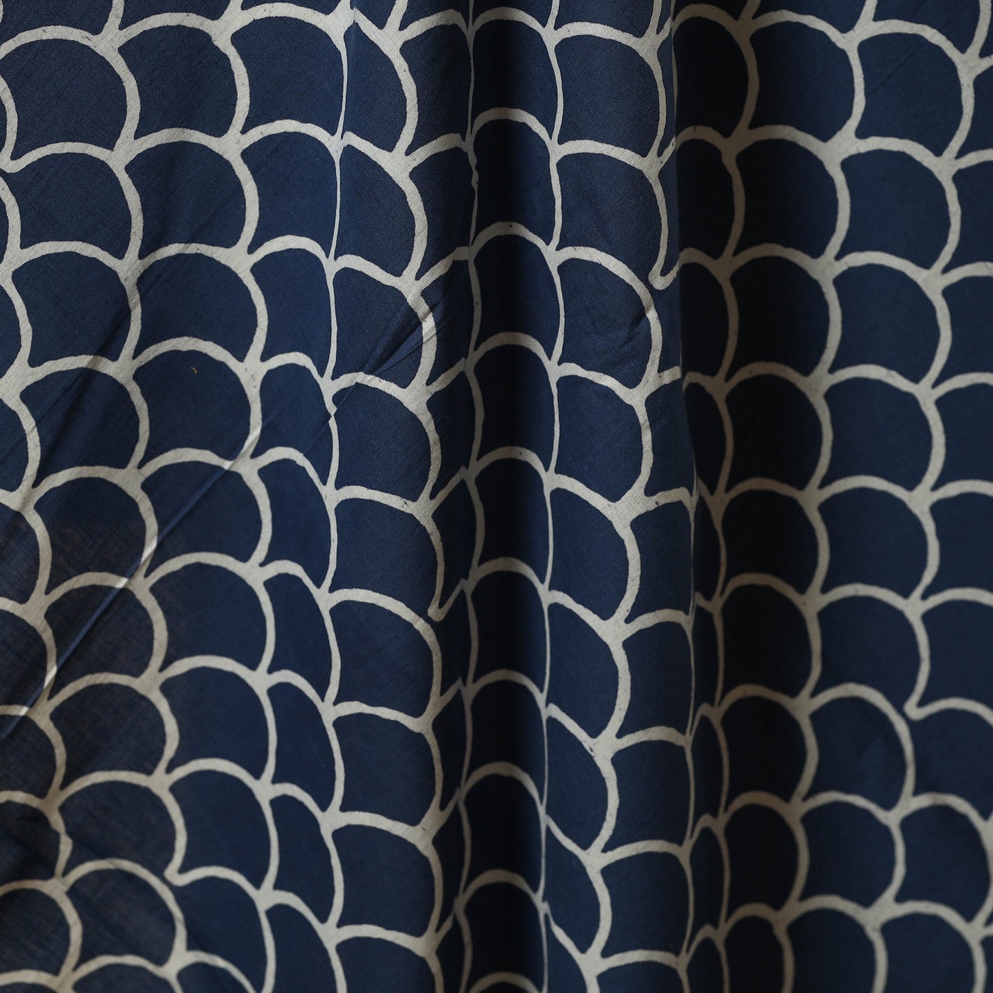 Blue - indigo bagru hand cotton fabric 13 - handcrafted