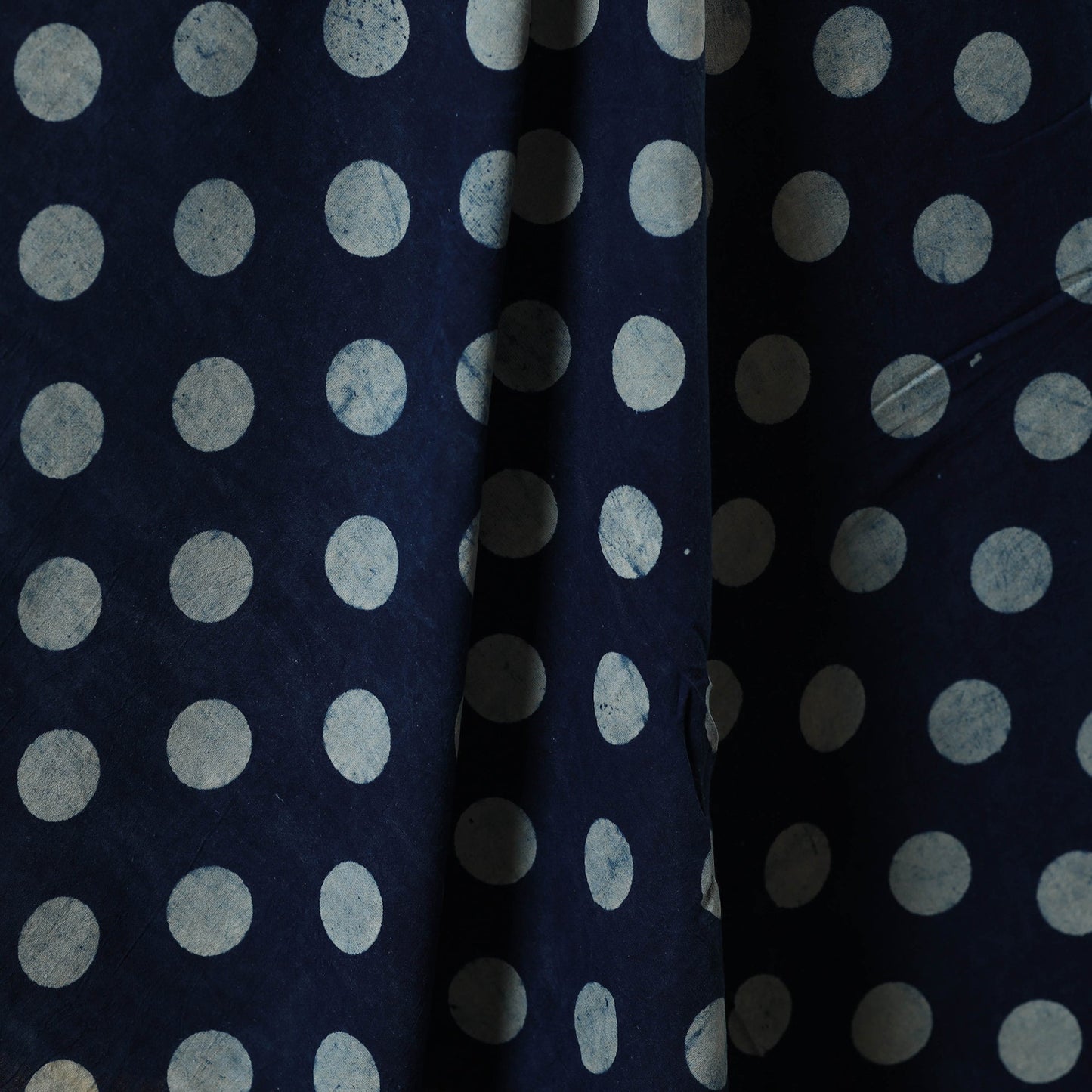 Blue - indigo bagru hand cotton fabric 14 - handcrafted