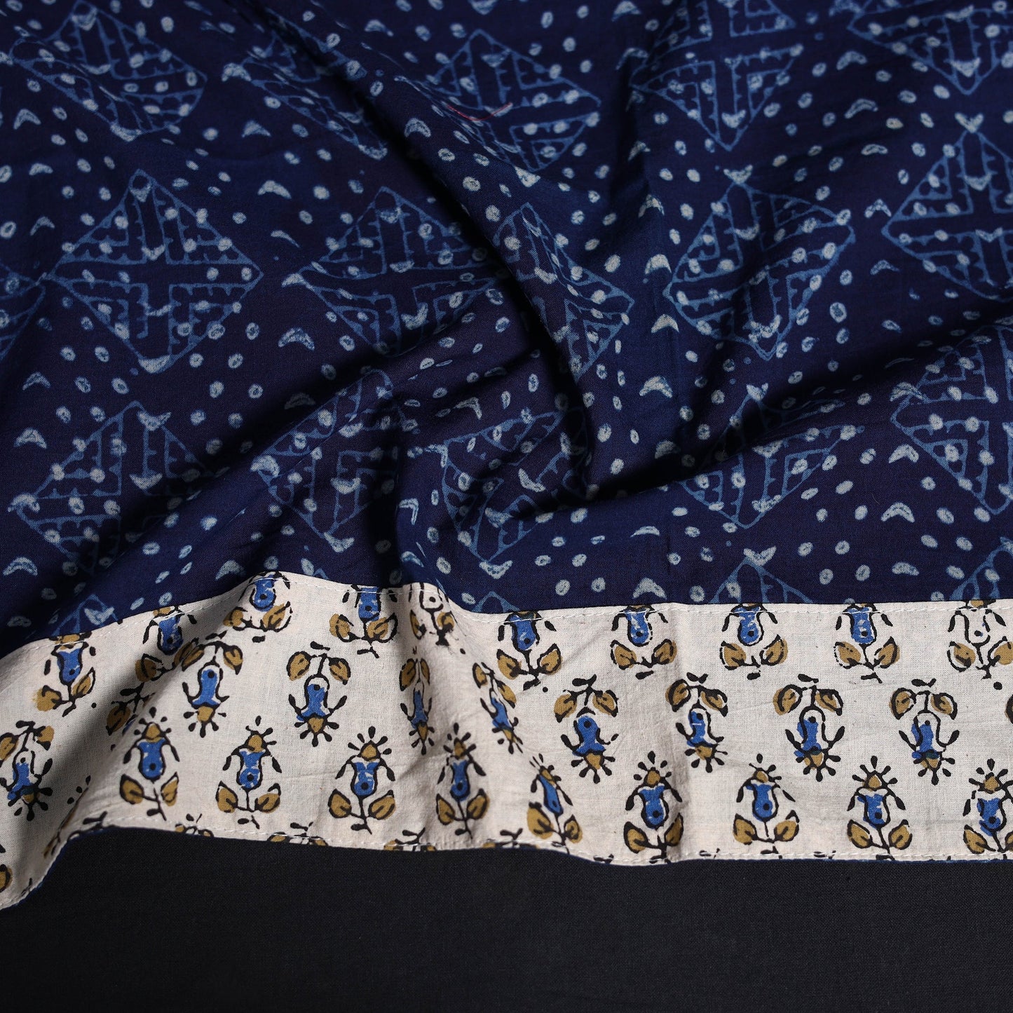 Indigo block print cotton bagru blouse piece 71