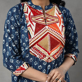 Block Printed Kurta with Palazzo & Dupatta Set
