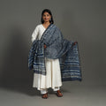 Buy Indigo Chanderi Silk Block Print Dabu Bagru Dupatta
