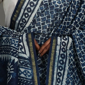 Blue - indigo - chanderi silk dabu bagru dupatta 03