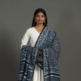 Blue - indigo - chanderi silk dabu bagru dupatta 05