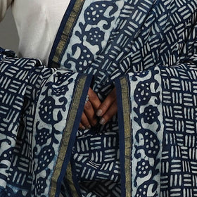 Blue - indigo - chanderi silk dabu bagru dupatta 05