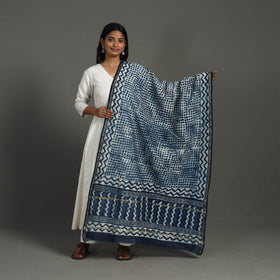 Blue - indigo - chanderi silk dabu bagru dupatta 06