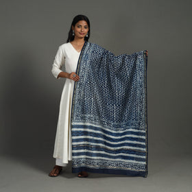 Blue - indigo - chanderi silk dabu bagru dupatta 07