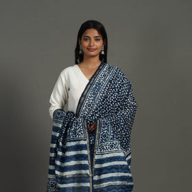 Blue - indigo - chanderi silk dabu bagru dupatta 07