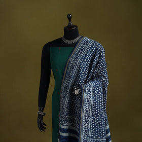 Blue - indigo chanderi silk hand natural dyed dabu bagru