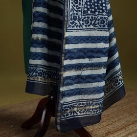 Blue - indigo chanderi silk hand natural dyed dabu bagru