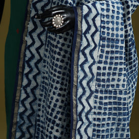 Blue - indigo chanderi silk hand natural dyed dabu bagru