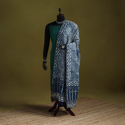 Blue - indigo chanderi silk hand natural dyed dabu bagru