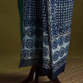 Blue - indigo chanderi silk hand natural dyed dabu bagru