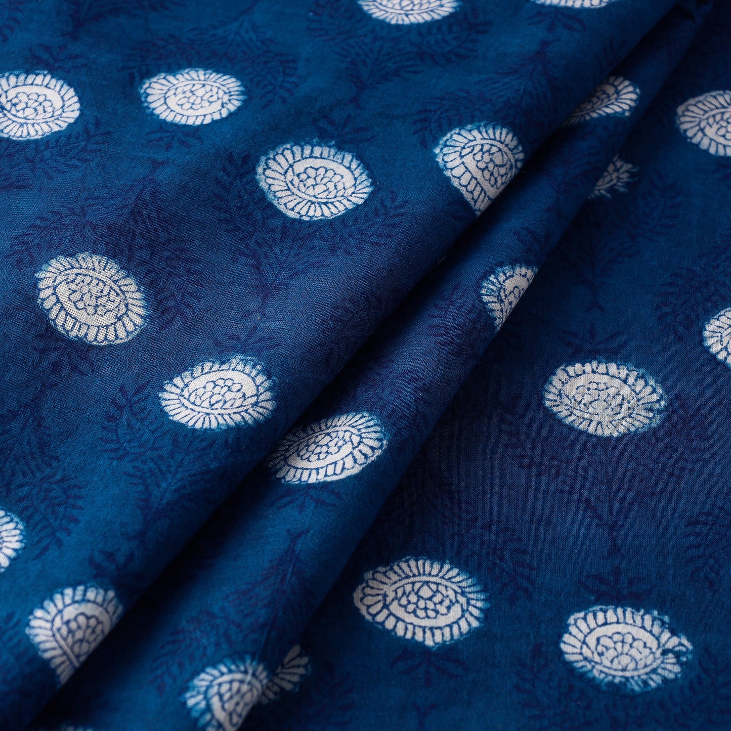 Buy Indigo Dabu Block Printing Cotton Fabric Online l iTokri.com