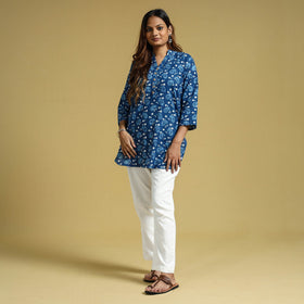 Buy Indigo Dabu Block Printed Cotton Short Kurta Online at iTokri.com