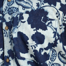 Blue - indigo hand block printed cotton men half sleeve